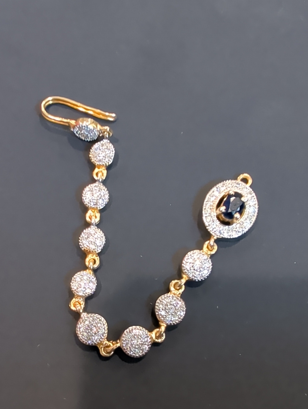Gold-Tone Sapphire & Pavé Crystal Nav Chain